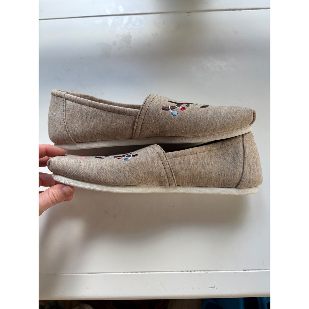 TOMS Reindeer Alpargata Loafers Tan Faux Shearling Womens Size 9 - Picture 5 of 6